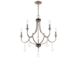 Livex Lighting Glendale 5-Light Brushed Nickel Crystal Candelabra Chandelier