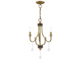 Livex Lighting Glendale 3-Light Antique Brass Crystal Candelabra Chandelier
