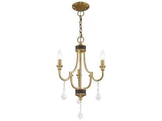Livex Lighting Glendale 3-Light Antique Brass Crystal Candelabra Chandelier