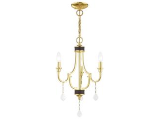 Livex Lighting Glendale 3-Light Polished Brass Crystal Candelabra Chandelier