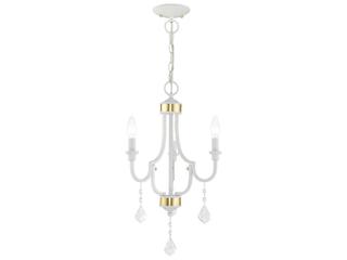 Livex Lighting Glendale 3-Light White Crystal Candelabra Chandelier
