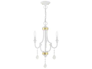 Livex Lighting Glendale 3-Light White Crystal Candelabra Chandelier