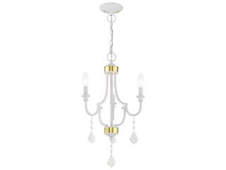 Livex Lighting Glendale 3-Light White Crystal Candelabra Chandelier