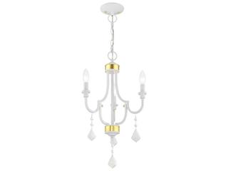 Livex Lighting Glendale 3-Light White Crystal Candelabra Chandelier