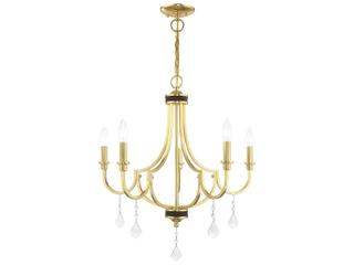 Livex Lighting Glendale 5-Light Polished Brass Crystal Candelabra Chandelier