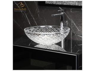 Maestro BathDiamante Crystal Drop Round Transparent Vessel Sink