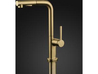 Meraviglia Modern Kitchen Faucet with 2 Jets  Brushed Gold