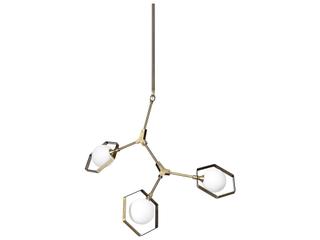 Mercana Desousa II (33.9"L x 8.8"W x 28"H) Champagne Metal Multi-Arm Three Light Chandelier