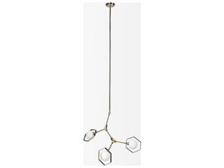 Mercana Desousa II (33.9"L x 8.8"W x 28"H) Champagne Metal Multi-Arm Three Light Chandelier