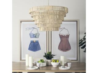 Mercana Marimba 40 L x 40 W x 24 H Natural Cane 6 Tier Chandelier