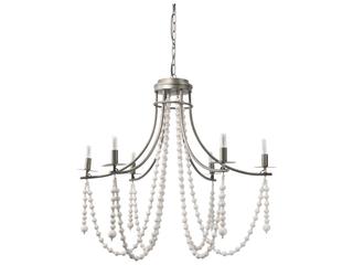 Mercana Selma White Wood Bead and Metal Chandelier