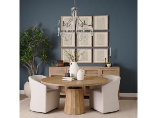 Mercana Selma White Wood Bead and Metal Chandelier