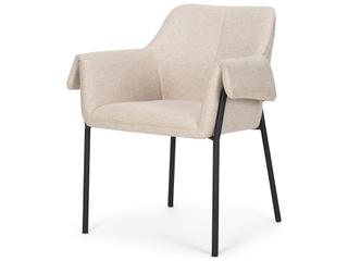 Brently Dining Chair w/ Oatmeal Fabric & Matte Black Metal Legs