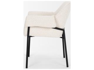 Mercana Brently Dining Chair w/ Cream Boucle Fabric & Matte Black Metal Legs
