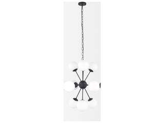 Mercana Barbara Matte Black Metal w/ Frosted Glass Globes 11-Light Chandelier