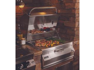 24 x 18 Charcoal Built-in Grill with Smoker Oven Hood — Legacy 24-Inch Built-In Charcoal Grill with Smoker Oven Hood