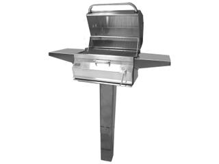 24 x 18 Charcoal Ingroud Post Grill with Smoker Oven Hood — Legacy 24-Inch Charcoal In-Ground Post Grill with Smoker Hood