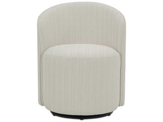 Sylvie Outdoor Swivel Dining Chair in Cream Olefin Fabric