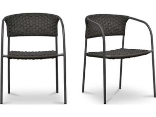 Zola Brown Steel Wicker Dining Chair Set of 2