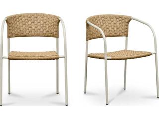 Moe's Home Outdoor Zola Natural Steel Wicker Dining Chair Set of 2