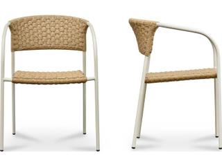 Moe's Home Outdoor Zola Natural Steel Wicker Dining Chair Set of 2