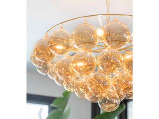 Mitzi Mimi 9-Light Aged Brass Glass Candelabra Globe Chandelier