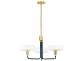 Mitzi Aston 3-Light Aged Brass Slate Blue Candelabra Chandelier