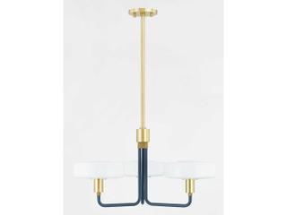 Mitzi Aston 3-Light Aged Brass Slate Blue Candelabra Chandelier