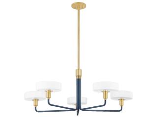 Mitzi Aston 5-Light Aged Brass Slate Blue Chandelier