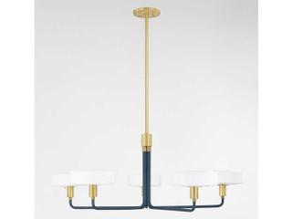 Mitzi Aston 5-Light Aged Brass Slate Blue Chandelier