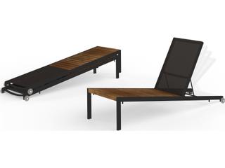 MamaGreen Bondi Sling Aluminum Teak Patio Chaise Lounge
