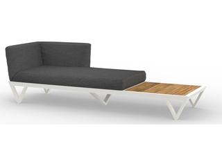 MamaGreen Bondi Belle Aluminum Sofa Outdoor Chaise Lounge with Teak Table