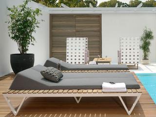 MamaGreen Bondi Sling Aluminum Teak Outdoor Patio Lounge Set