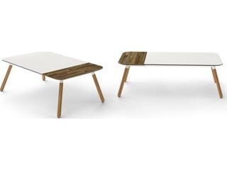 MamaGreen Daisy Aluminum Teak Rectangular HPL Top Patio Chat Table