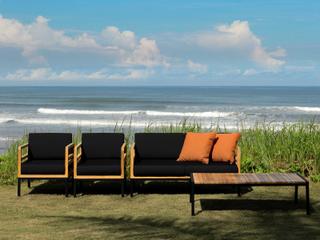 MamaGreen Zudu Aluminum Steel Teak Cushion Patio Loveseat