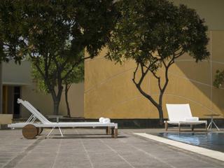 MamaGreen Ekka Teak Sling Patio Chaise Lounge