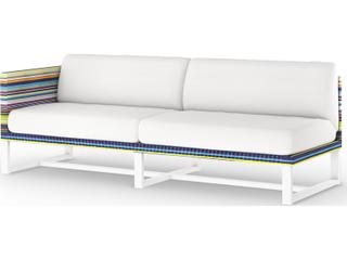 MamaGreen Stripe Aluminum Cushion Modular Right Arm Outdoor Loveseat