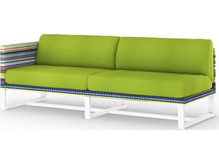 MamaGreen Stripe Aluminum Cushion Modular Right Arm Outdoor Loveseat