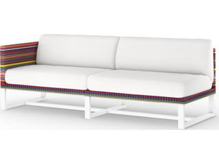 MamaGreen Stripe Aluminum Cushion Modular Right Arm Outdoor Loveseat