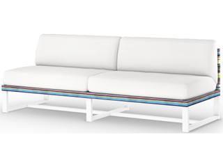 MamaGreen Stripe Aluminum Cushion Modular Patio Loveseat