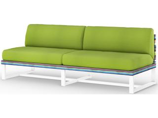 MamaGreen Stripe Aluminum Cushion Modular Patio Loveseat