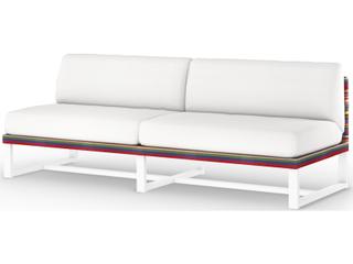 MamaGreen Stripe Aluminum Cushion Modular Patio Loveseat