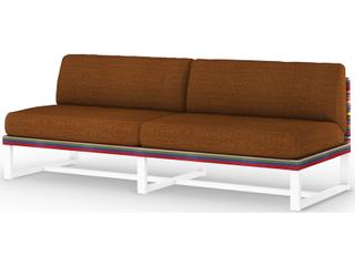MamaGreen Stripe Aluminum Cushion Modular Patio Loveseat