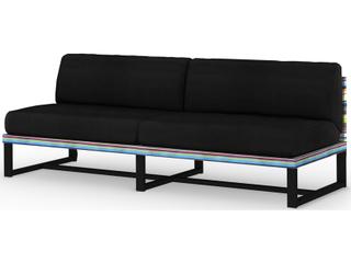 MamaGreen Stripe Aluminum Cushion Modular Patio Loveseat