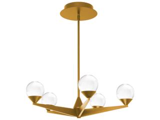 Modern Forms Double Bubble 5-Light Aged Brass Glass LED Globe Chandelier