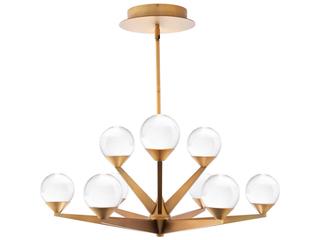 Modern Forms Double Bubble 9-Light Aged Brass Glass LED Globe Tiered Chandelier