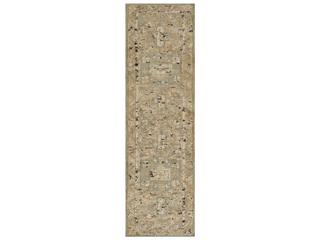 Nirvana Hand Woven Wool and Jute Bordered Runner Area Rug in Blue