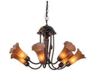 Tiffany 7-Light Amber Tiffany Chandelier with Handcrafted Glass