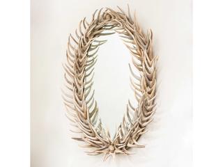 Meyda Antlers Beige Oval Wall Mirror