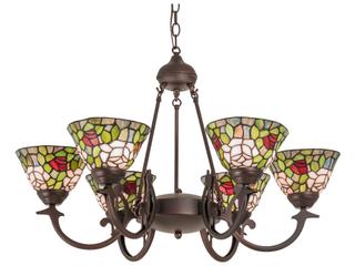 Meyda Tiffany Rosebush 6-Light Blue Glass Bowl Chandelier